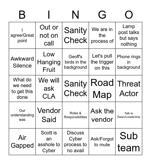 JNIS Bingo Card