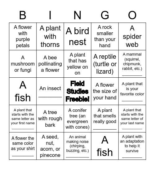 Field Studies - Goodbye Bingo Card