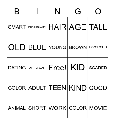 ASL 1 - Unit 8 Monologue (Character) Bingo Card