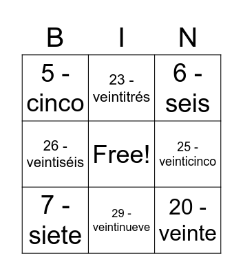 Olé Bingo Card