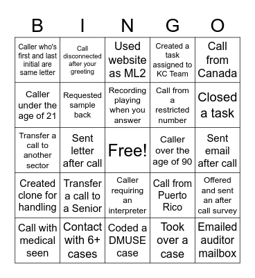 KC Bingo Card