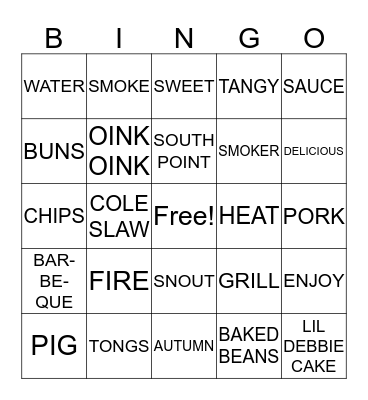 BARBEQUE Bingo Card