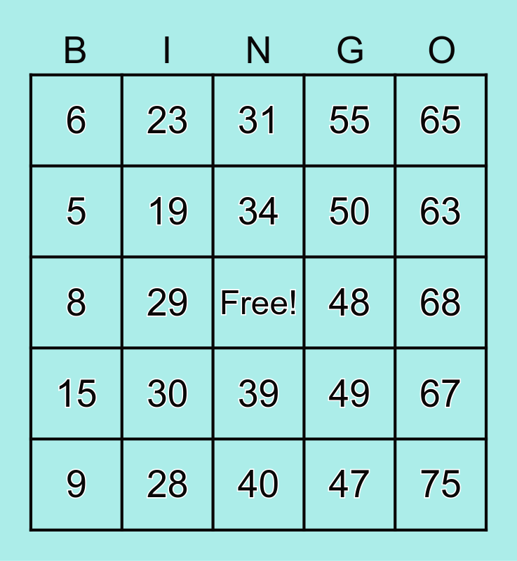 SKOOTAR Bingo Card