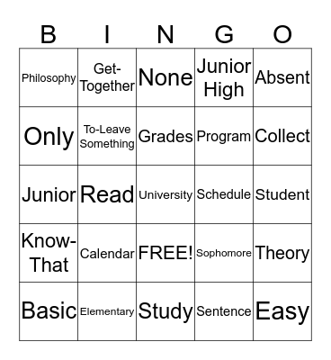 School List 2 and 3 Bingo Card
