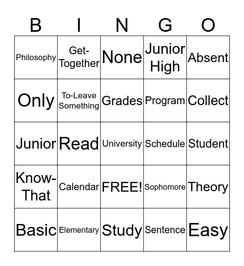 School List 2 and 3 Bingo Card