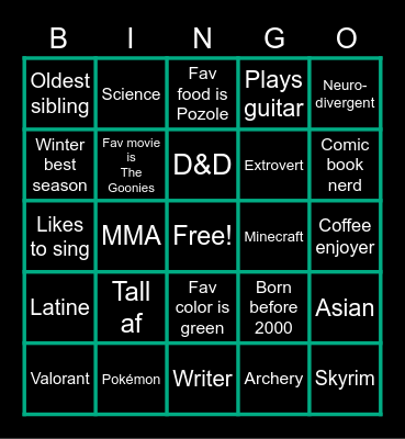 Skelly BINGO Card