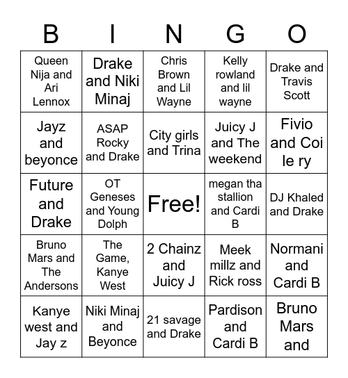 Collaborations - Game 6 Bingo Card