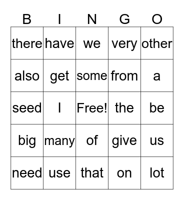 All About Plants Bingo Card