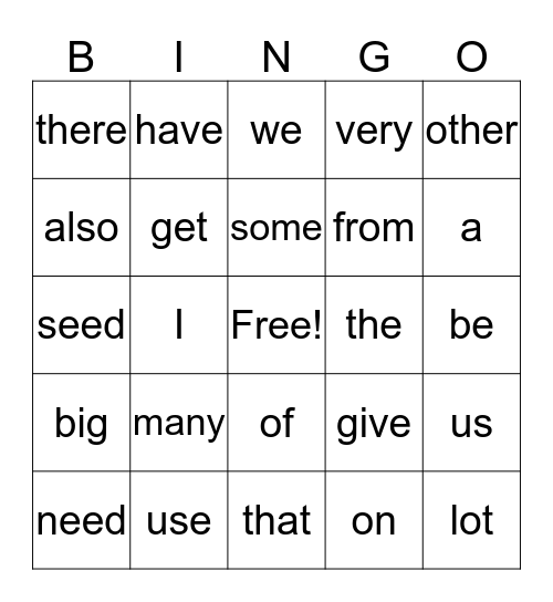 All About Plants Bingo Card