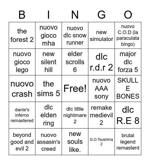 paolo bingo video game 2022 Bingo Card