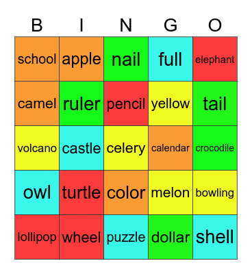 /L/ Bingo Card
