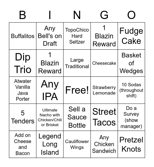BDUBS BINGO Card