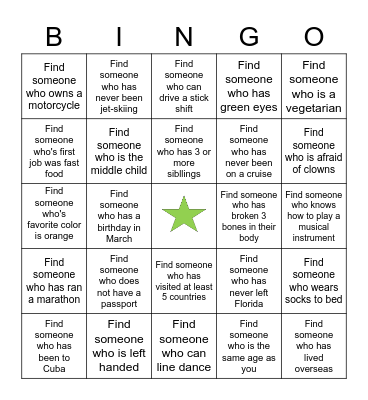 June Deaf Night Out Bingo Card