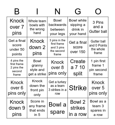 Bowling Bingo Card