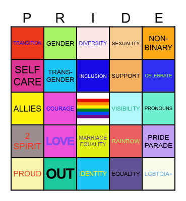 PRIDE Bingo Card