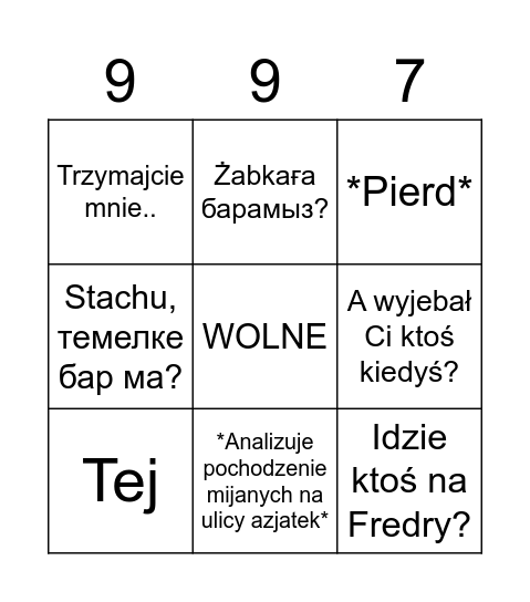 Kabańskie Bingo Card