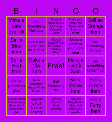 Drag Queen Bingo Card