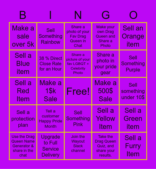 Drag Queen Bingo Card
