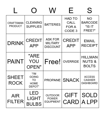 FRONT END BINGO Card