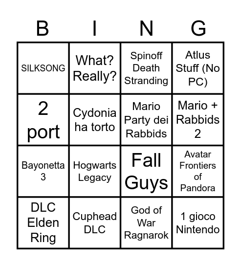 Nintendo Direct Mini 28/06/2022 Bingo Card