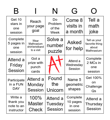 Mathnasium BINGO Card