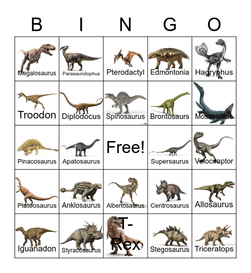 Dinosaur Bingo Card