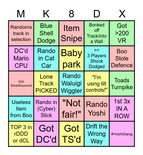 MARIO KART 8 DELUXE BINGO Card