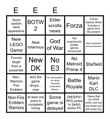 "E3" Bingo 2022 Bingo Card