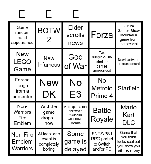 "E3" Bingo 2022 Bingo Card