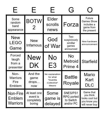 "E3" Bingo 2022 Bingo Card