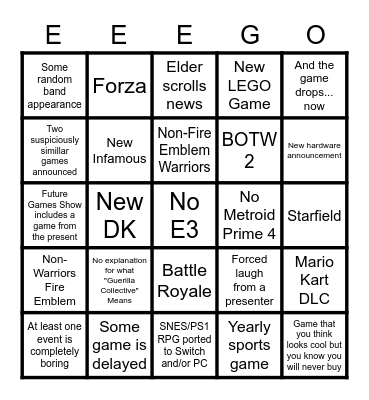 "E3" Bingo 2022 Bingo Card