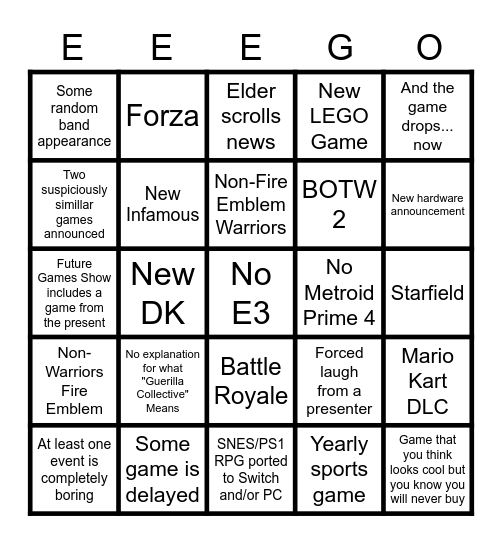 "E3" Bingo 2022 Bingo Card