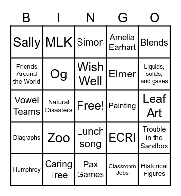 Looking back on our school year Bingo Card