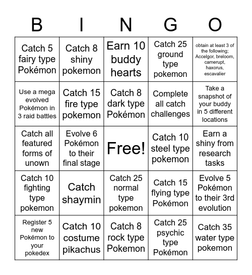 EmeraldFlygonZ Go Fest Bingo Card