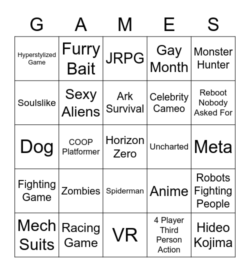 Summer Games Fest BINGO Card