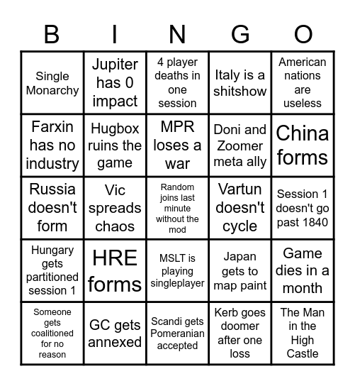 DrDoD Bingo Farxin Edition Bingo Card