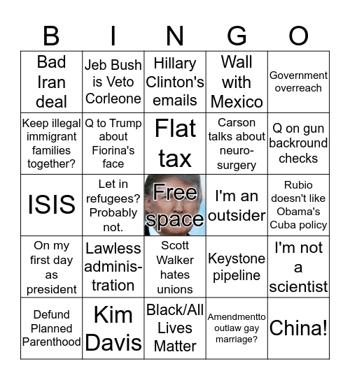 GOP Primary Debate, Round 2 Bingo Card