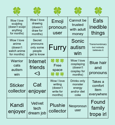 Clover Bingo Card