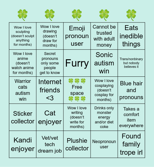 Clover Bingo Card