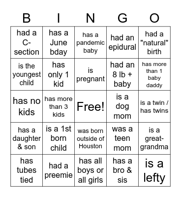 Find the person who... Bingo Card