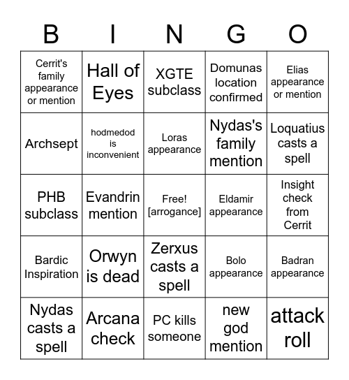 The Minced Archmage Guide to Troubled Eagles [ExU Calamity 2] Bingo Card