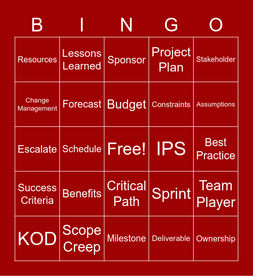 PMO BINGO Card