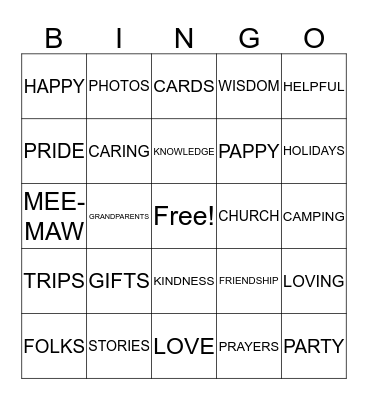 Grand-friends Bingo! Bingo Card