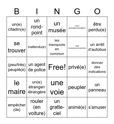 En Ville Bingo Card