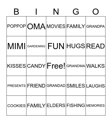 Grand-friends Bingo! Bingo Card