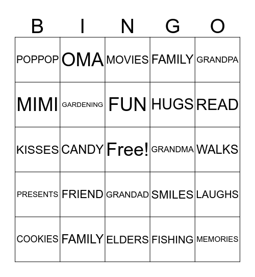 Grand-friends Bingo! Bingo Card