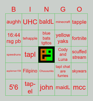 TapL-Themed Bingo Card