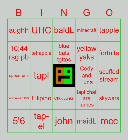 TapL-Themed Bingo Card