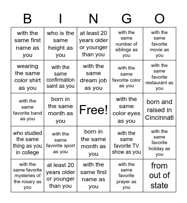 St. Xaxier Picnic 2022 - Find someone... Bingo Card