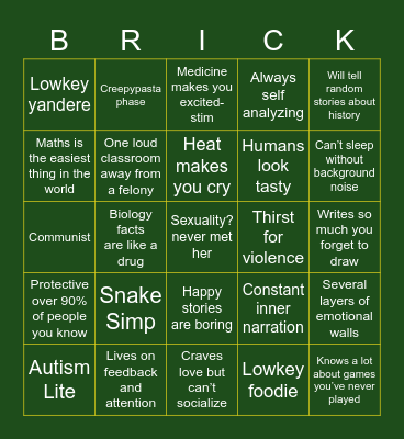 Brick Bingo Card